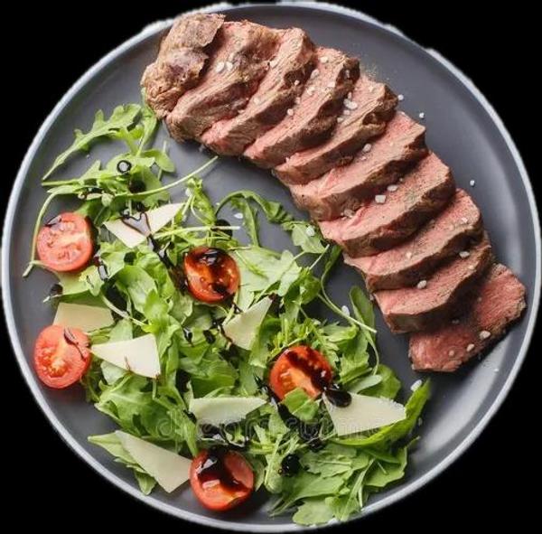 Tagliata de Vita Braziliana cu Rucola , Rosii Cherry, Parmesan si Sos